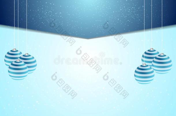 蓝色企业圣诞节背景与冷杉树球