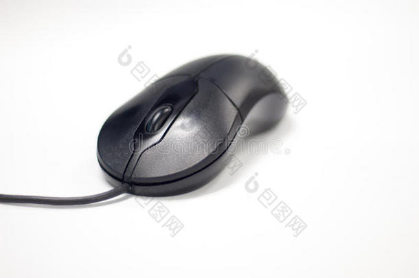 白色背景的黑色计算机鼠标