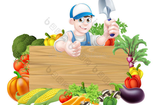 卡通蔬菜园丁标志