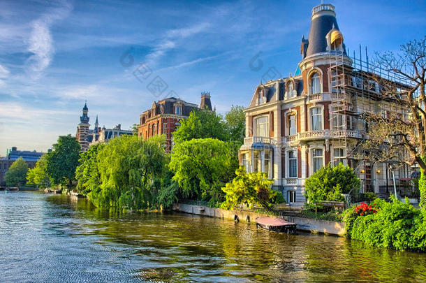 阿姆斯特丹，荷兰，荷兰，荷兰，荷兰有漂亮的房子