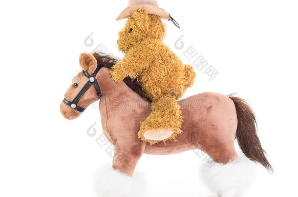 牛仔泰迪熊骑着马