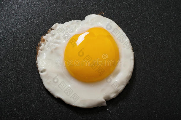 煎鸡蛋在煎锅中，不粘涂层