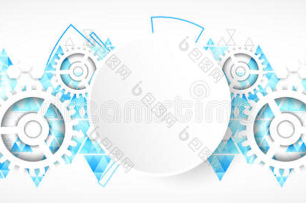 抽象技术背景。 未来主义风格与蓝色三角形。