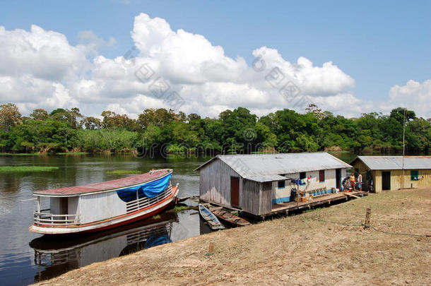 亚马逊雨林：沿着亚马逊河乘船探险，靠近马瑙斯，巴西南美洲
