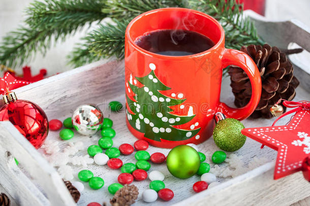 圣诞<strong>咖啡杯</strong>和糖果