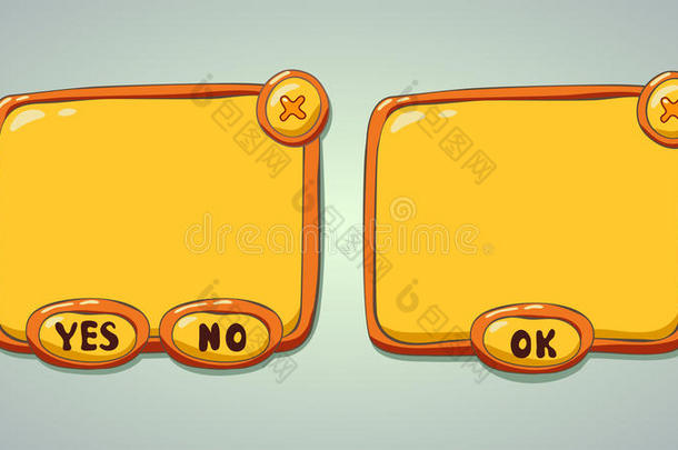 光滑的黄色卡通面板，用于游戏或网络UI