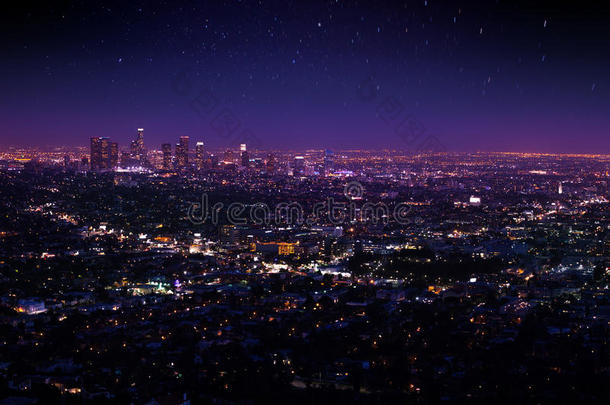 美丽的夜空，洛杉矶的城市景观景观