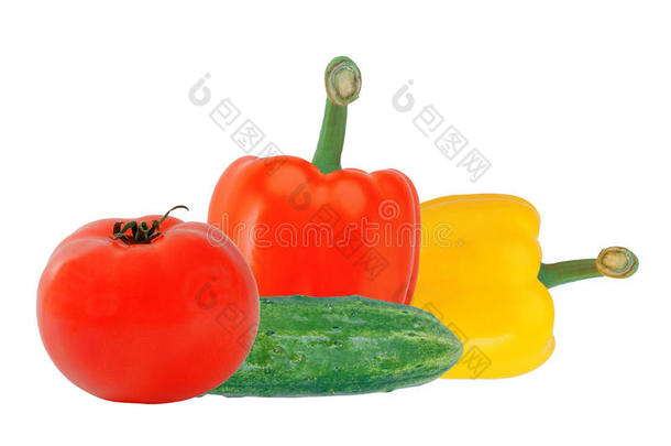 新鲜黄色和红色辣椒，番茄和黄瓜分离物