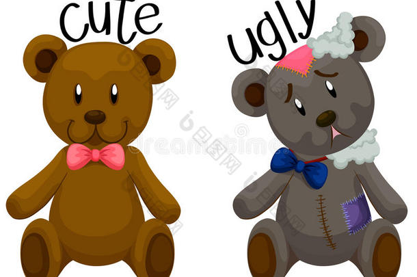 可爱的泰迪熊和丑陋的泰迪熊