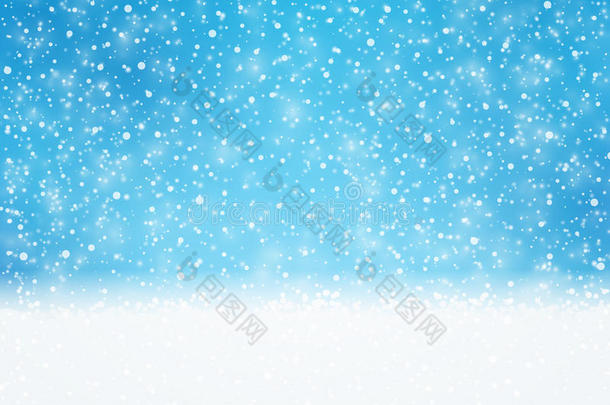 青花假期，冬天，圣诞卡与降雪