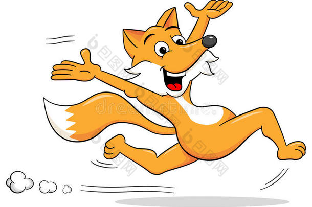正在跑步的卡通狐狸