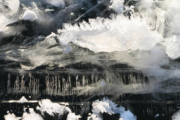 冰面上的裂缝，自然的背景