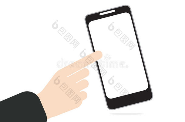 手推或按在手机触摸屏上，手推或按在触摸屏上