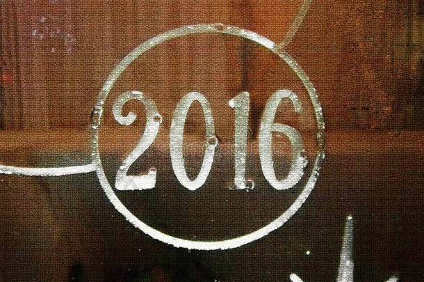 2016年新年闪亮灯光点亮玻璃冰背景