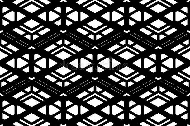 几何凌乱的线条无缝图案，黑色矢量无尽的背景。装饰网拼接图案纹理。