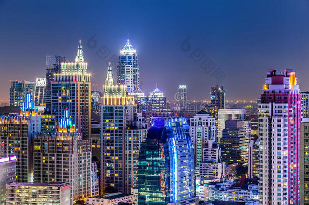 曼谷城市景观，商业区与高楼，泰国。