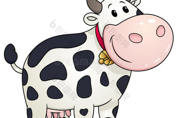 <strong>卡通胖</strong>乎乎的牛。 矢量插图。