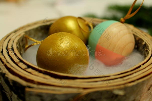 球圣诞节有色的装饰品金色的