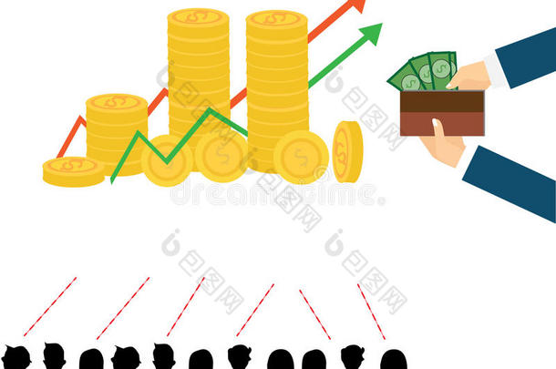 商业、金融、股票市场和金融市场新闻、咨询、M<strong>银行</strong>、在线投资、人群的<strong>扁平</strong>化设计概念