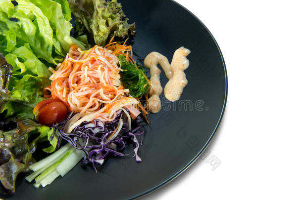 螃蟹沙拉健康食品，以控制体重。