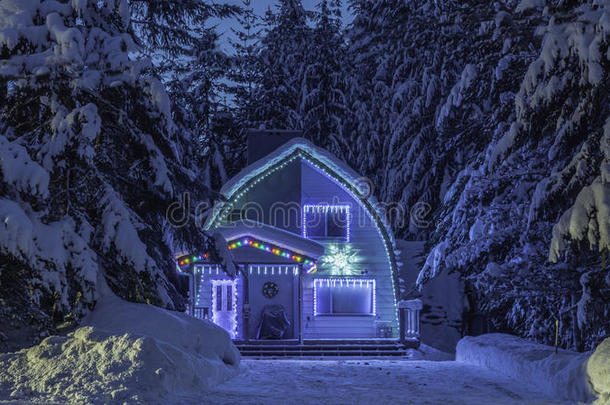 加拿大寒冷的可爱的冻结房子