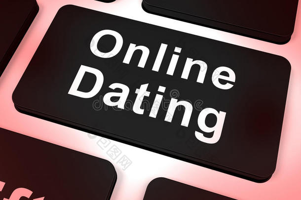 <strong>网上约</strong>会电脑钥匙显示浪漫和网络爱情