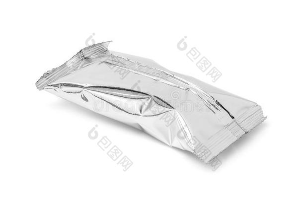 空白包装铝箔零食袋隔离在白色
