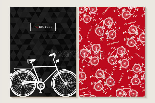自行车概念复古设置图案海报自行车