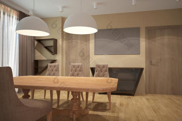 客厅室内设计的三维可视化