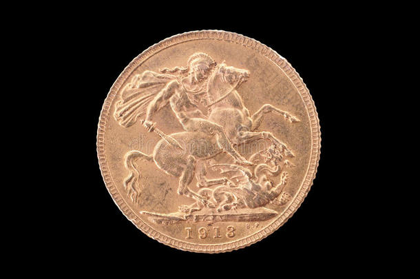 大不列颠古代金币（乔治五世，1913年）。 反向。