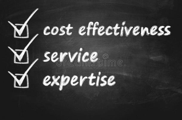 成本效益、服务和专业知识的业务背景概念