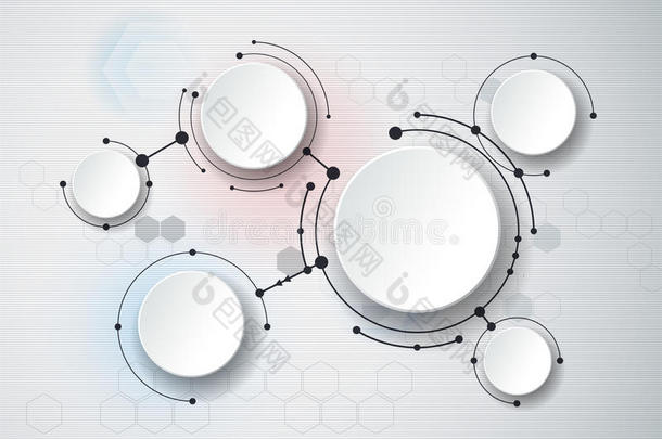 抽象分子和三维纸，集成圆圈。 空白空间供您设计