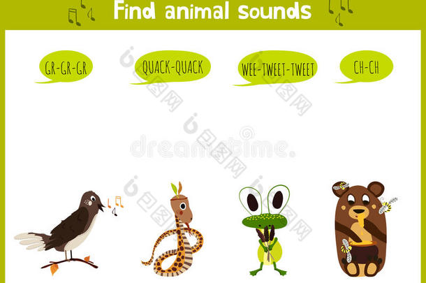 丰富多彩的儿童卡通游戏教育拼图为儿童的主题，研究可爱的野生动物的声音在f
