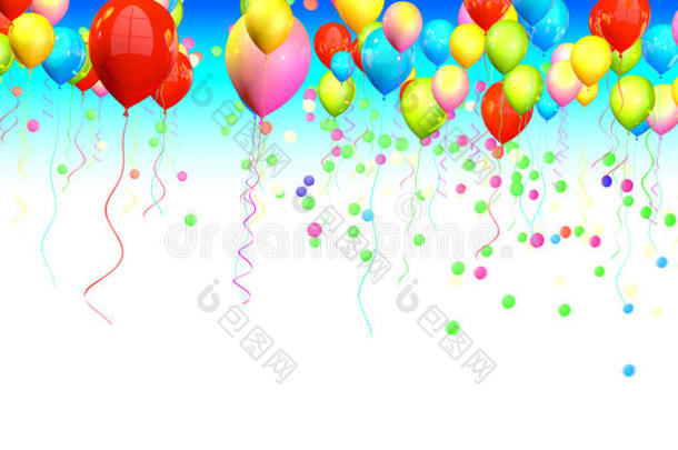 五颜六色的气球高高地升起