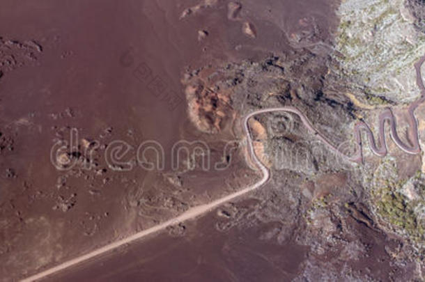 平原山墙火山景观道路航拍，团圆岛