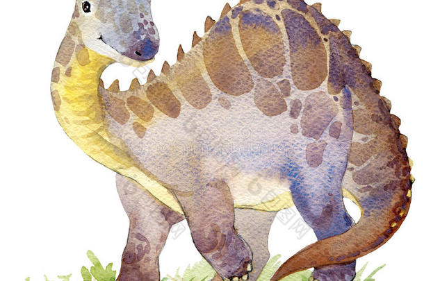 恐龙。 恐龙水彩画。 恐龙插图。