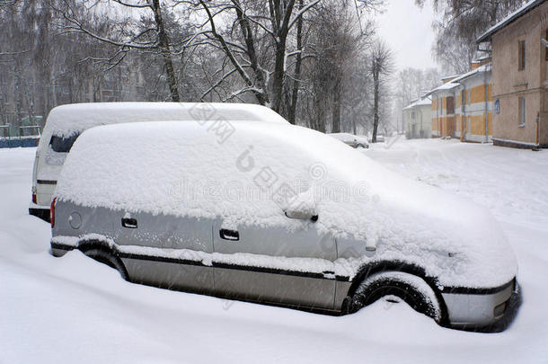 之后汽车白俄罗斯城市寒冷的