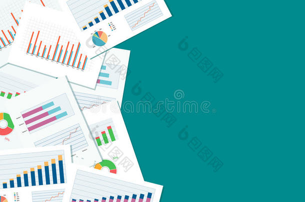 商业金融和投资横幅和移动设备的业务。报告纸。图分析背景。Web横幅