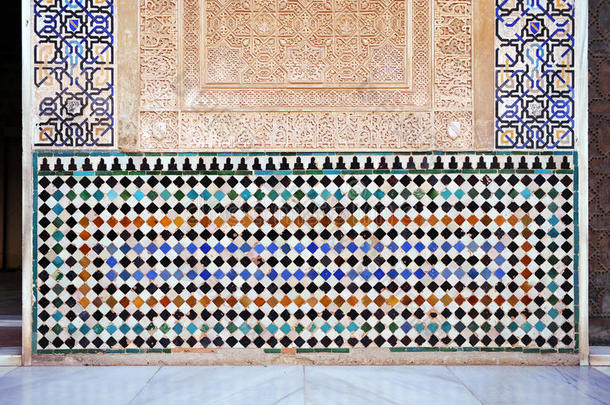 琉璃瓦，阿祖莱霍斯，阿尔罕布拉宫在格拉纳达，西班牙