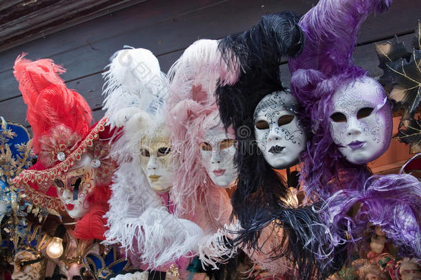 威尼斯的狂欢节面具。 狂欢节