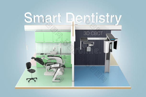 牙科诊所的正面视图与“智能牙科”文本