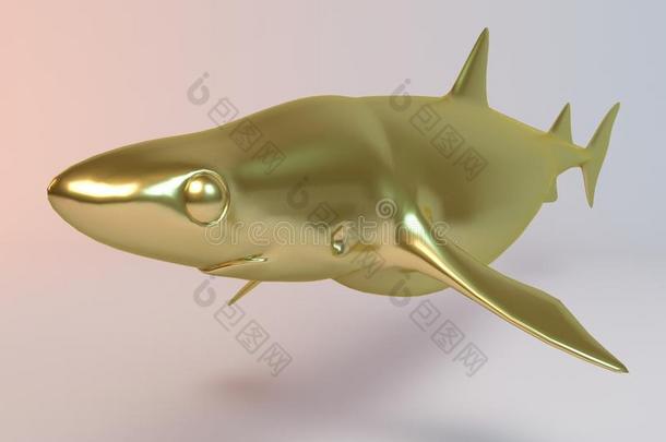 金色3D动物（鲨鱼）