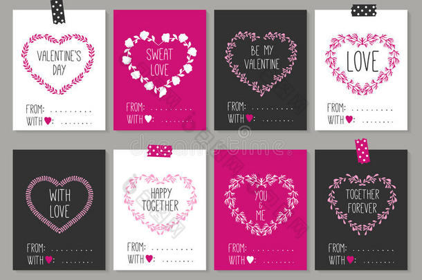 收集8张爱情设计卡片。 情人节海报硒