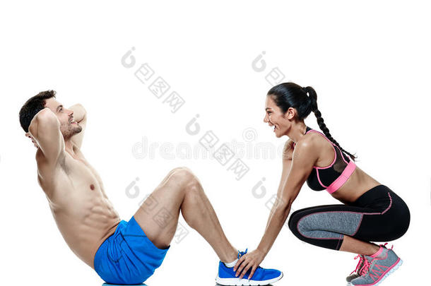 夫妇男女健身运动隔离