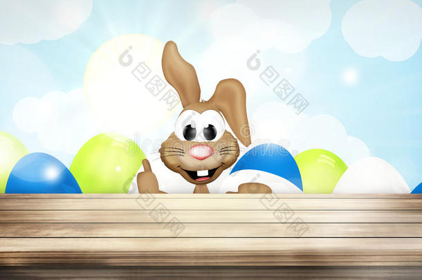 复活节兔子复活节鸡蛋木头