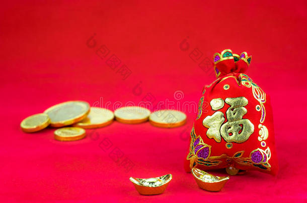 中国新年装饰：红色毛毡包或ang pow w
