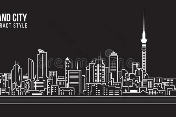 城市<strong>景观建筑</strong>线艺术矢量插图设计-奥克兰市
