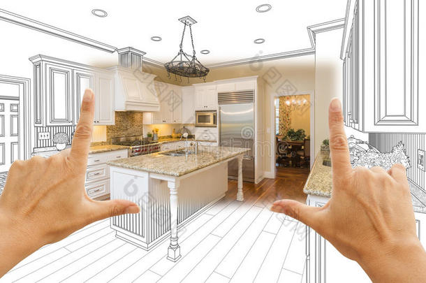 双手框架定制厨房设计图和方形照片COM