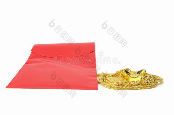 中国新年，红色口袋里有黄金