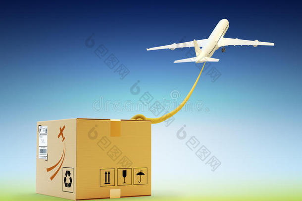 全球包裹交付和国际包裹运输概念
